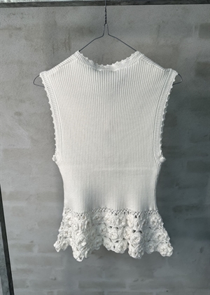Fine cotton rib crochet vest Egret A1070251 Ganni 